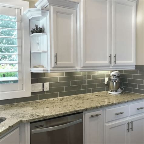White Subway Backsplash With Granite Countertops A Beautiful White