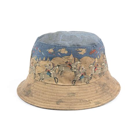 Artistic Design Bucket Hat with Iranian Razm Pattern - ShopiPersia