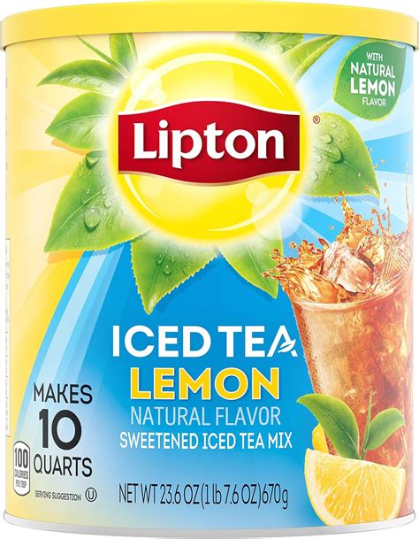 Lipton Iced Tea ,Natural Lemon, Sweetened Iced Tea Powder ,Lemon ...