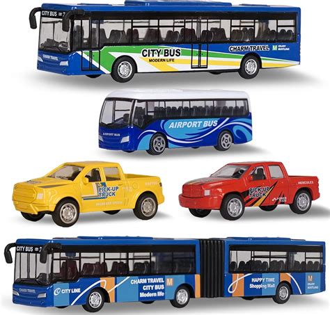 Crelloci Bus Toy 5Pcs Die Cast Blue City Buses Model Pull India | Ubuy