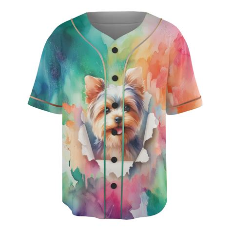 Funny Watercolor Adorable Yorkshire Terrier Peeking Through Torn Paper ...