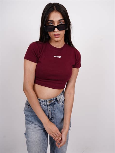 Minimal Burger logo : Round Neck Baby Tee for Women – BurgerBae