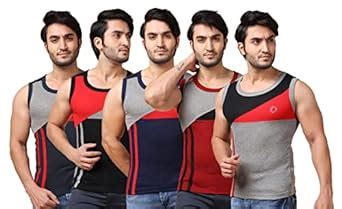 Dollar Bigboss Men's Assorted Pack of 5 Gym Vest (8905559859142_MBB-23 ...