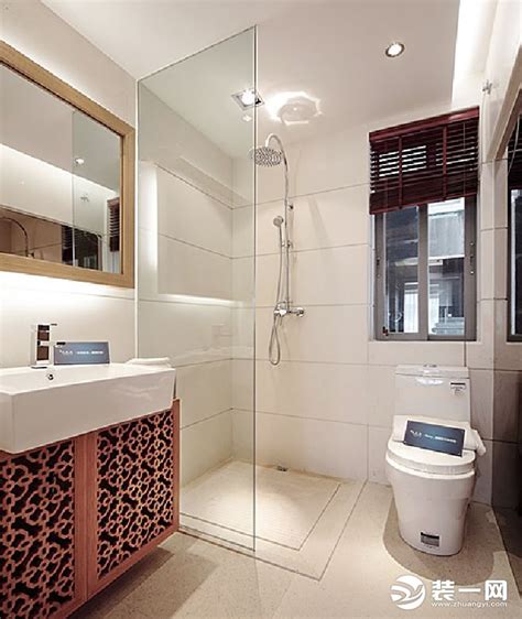 现代简约欧式卫生间淋浴房马桶台盆实景图-上海装潢网