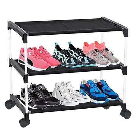 Confiado shoe rack for home metal nonwoven (3 layer with wheels ...