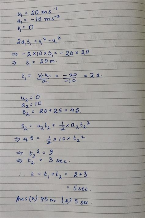 A ball is thrown vertically upwards with a velocity of 20ms^-1 from the ...