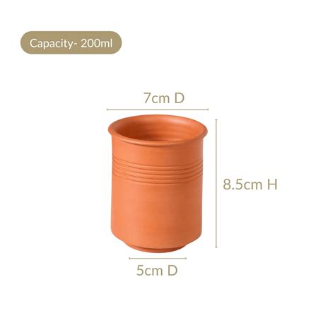 Pinstripe Textured Terracotta Glasses Set Of 4 200ml Online - Premium ...