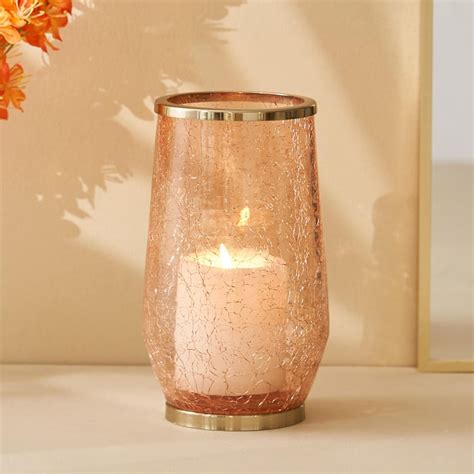 Buy Brian Macia Glass Crackle Hurricane Candle Holder from Home Centre ...