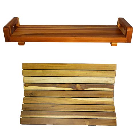 Eleganto® 34” Teak Bath Tray with LiftAide® in EarthyTeak® Finish - Th