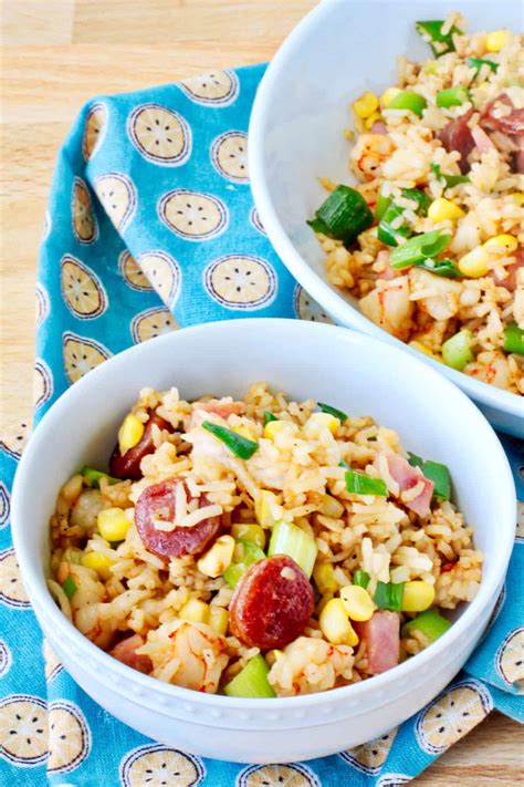 Ham, Shrimp, and Chinese Sausage Fried Rice | Karen's Kitchen Stories