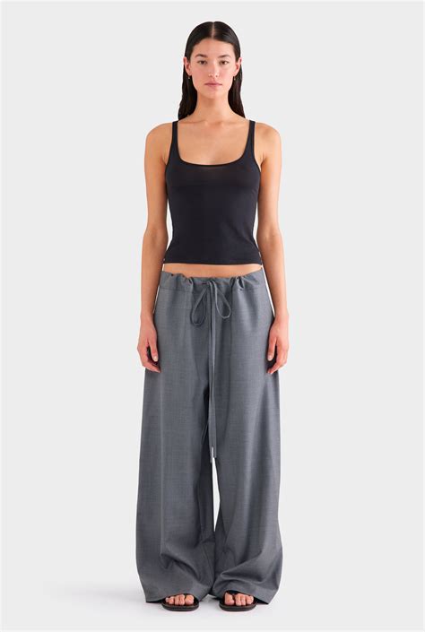 Womens Wool Paperbag Pant in Dark Grey Marl | Venroy – VENROY