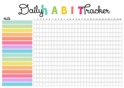 Habit Tracker Free Printables - Printable Habit Tracker