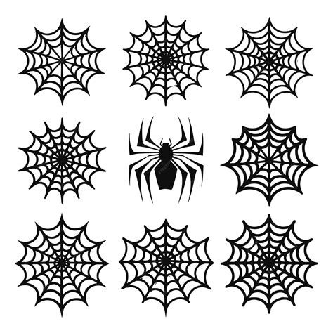 Premium Vector | Modern Black and White Vector Set of 8 Spider Web ...