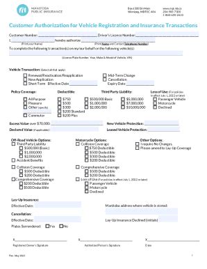 Fillable Online Customer Authorization for Vehicle Registration and ...