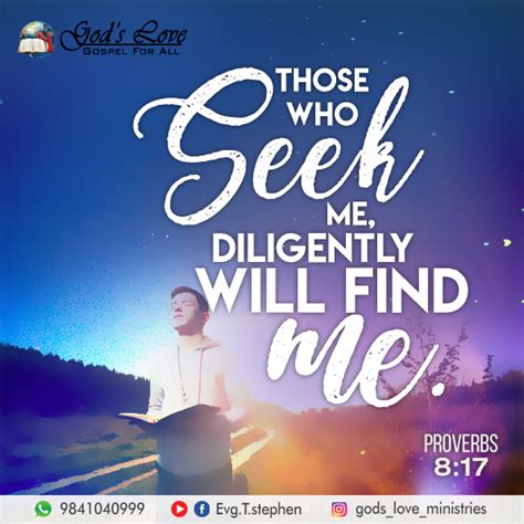 Proverbs 8:17 :: God's Love Ministries - Today's Promise