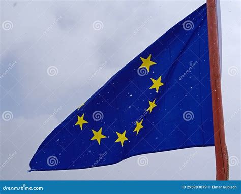 European Union Flag, Blue Flag with Yellow Stars Stock Image - Image of ...