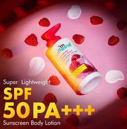 Brightening Raspberry Sunscreen SPF 50 Body Lotion - 200ml – mCaffeine