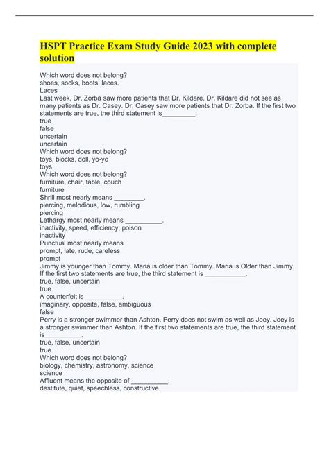 HSPT Practice Exam Study Guide 2023 with complete solution - HSPT ...