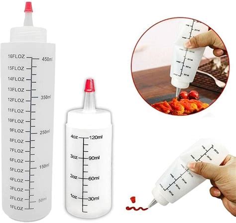 Buy 120/450ml Sauce Squeeze Condiment Bottles with On Lids Ketchup ...