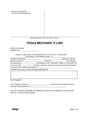Texas Mechanic’s Lien Form - Blank Fillable Template | Fill Out, Print ...