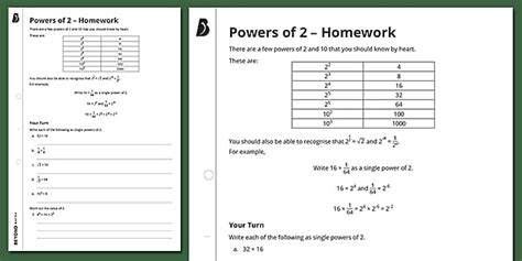 Image result for Power of 2 Math Worksheet Binary