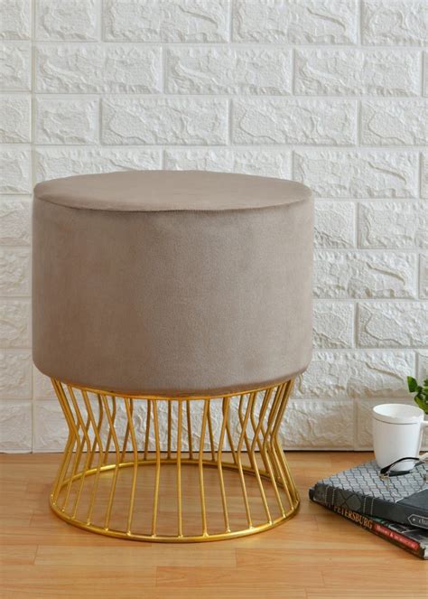 Get Contemporary Casa Velvet Pouf Ivory at ₹ 5999 | LBB Shop