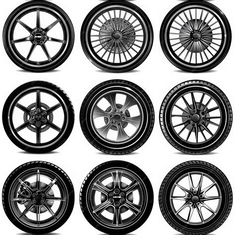 A collection of four different types of wheels Suitable for various ...