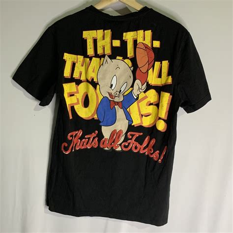 Zara Looney Tunes That's All Folks Porky Pig Black Sh… - Gem