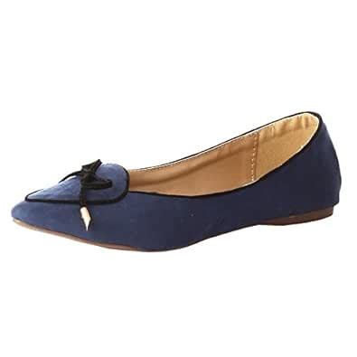 Buy Vero Couture Women's Pointed Toe Ballerinas Blue Suede - 7 UK at ...
