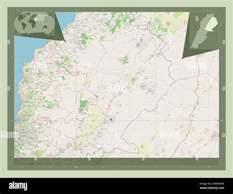 Baalbek-Hermel, governorate of Lebanon. Open Street Map. Locations of major cities of the region ...