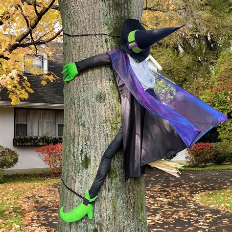 POPGIFTU Outdoor Halloween Decorations Large Crashing Witch 64", Funny ...