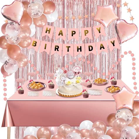 Buy Rose Gold Party Decorations, Birthday Decorations for Women Include ...