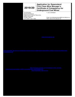 Fillable Online First Class Mine Manager Application Form 2018-2019 ...