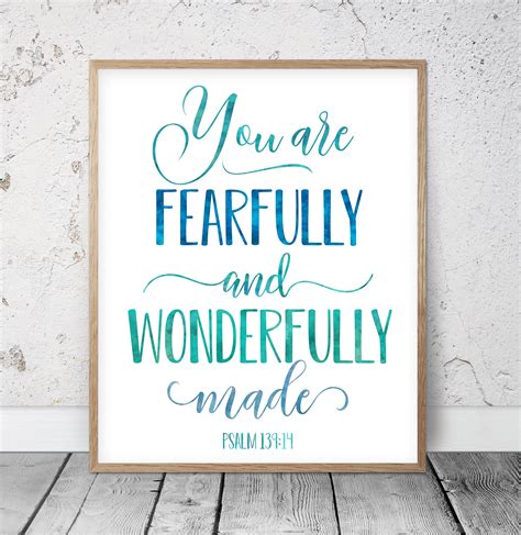 You Are Fearfully and Wonderfully Made Psalm 139:14 Bible | Etsy