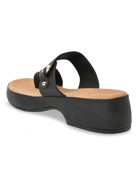 Rocia By Regal Black Women Comfort One Toe Sandal
