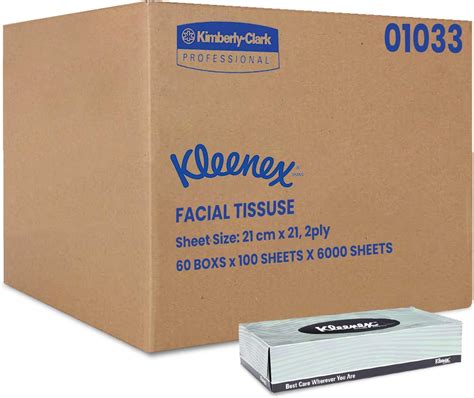 Kleenex® 2 ply Facial Tissue Flat Box, 60 Packs, 100 Pulls/Pack (Total ...