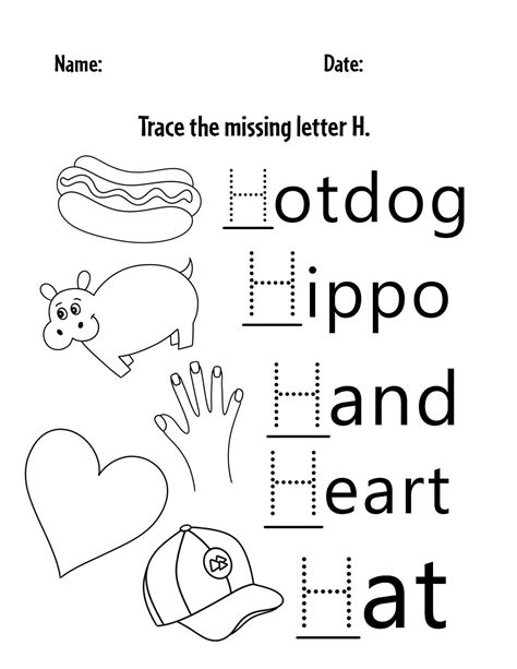 Letter H Worksheets