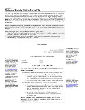 Notice Of Family Claim - Fill and Sign Printable Template Online