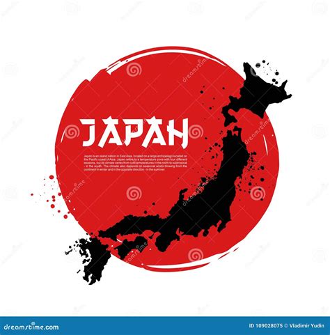 Map of Japan and Japanese Flag Stock Vector - Illustration of black, diagram: 109028075