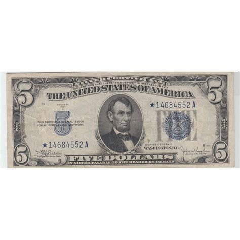 ***STAR*** $5 SILVER CERTIFICATE 1934 EYE APPEALING NOTE