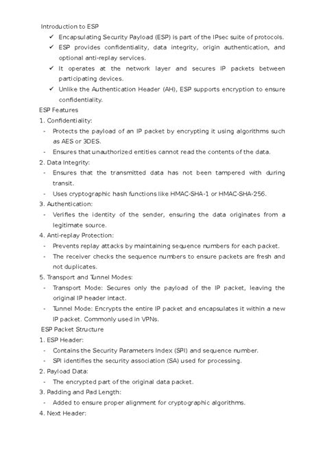 Descriptive Notes on Encapsulating Security Payload - Introduction to ...