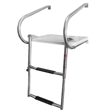 2 Step Telescoping Boat Ladder With Swim Platform And Handrails ...