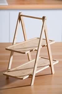 Curated Cart Wooden 2 Tier Serving Tray Stand for Food & Decor ...