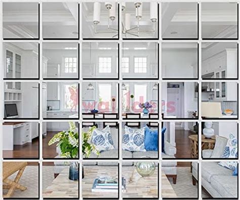 Buy Wall1ders 30 Big Square 4 inch Silver, Acrylic Mirror Self-Adhesive ...