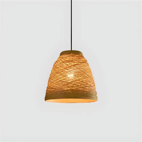 Weaving Bell Hanging Lamp Asian Style Rattan 1 Bulb Snack Bar ...