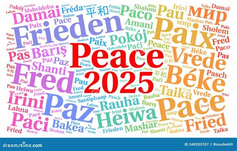 Peace 2025 Word Cloud in Different Languages Stock Illustration ...