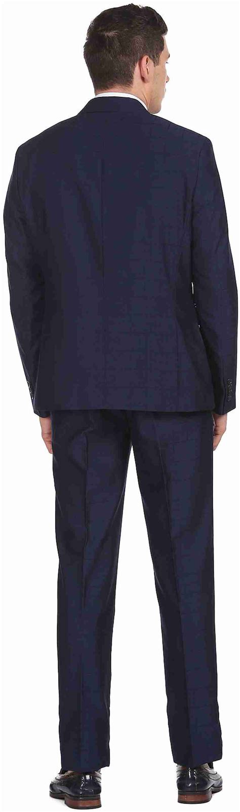 ARROW Men Navy Tailored Regular Fit Check Two Piece Suit Solid Men Suit ...