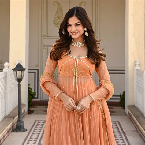 Kasturi Orange Designer Anarkali Suit Set for Women Online – UrbanStree