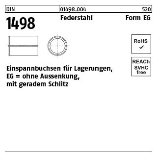 DIN 1498 Einspannbuchsen, Federstahl EG 20/26 x 20