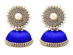 Buy New Royal Blue Color Beautiful designer silk thread Earring Jhumka ...